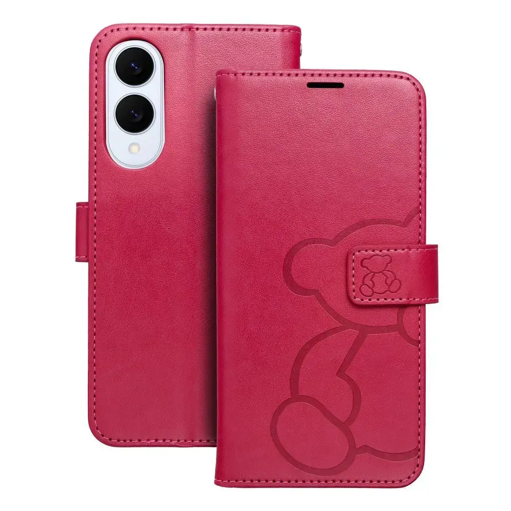 MEZZO teddy bear grāmatveida maciņš telefonam Samsung Galaxy S25 Edge (S937) rozā (rotaļu lācītis)