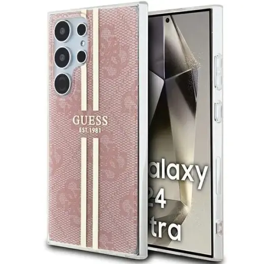 Guess GUHCS24LH4PSEGP S24 Ultra S928 różowy|pink hardcase IML 4G Gold Stripe