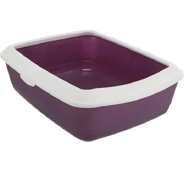 Cat litter tray : Trixie Classic cat litter tray, with rim, 37 × 15 × 47 cm, berry|white