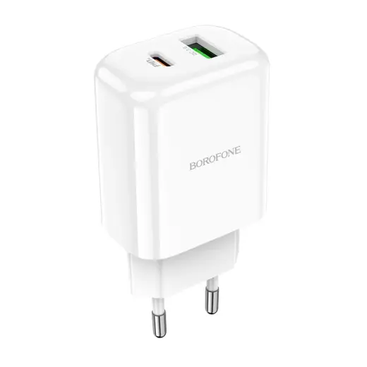 Borofone BN4 reisilaadija | 20W | QC3.0, PD2.0 | USB-A, USB-C | valge