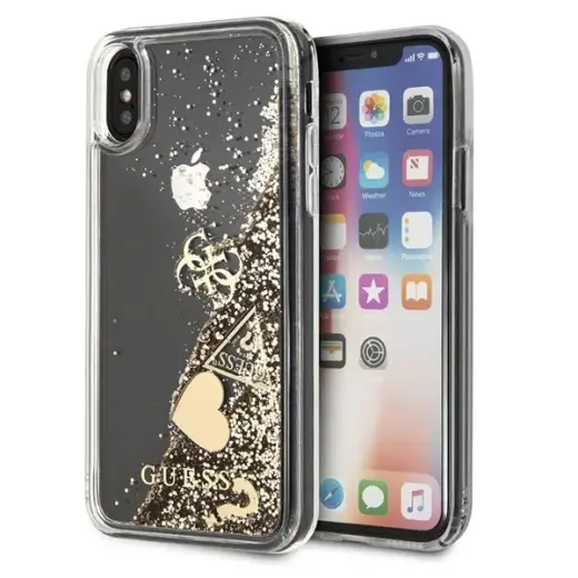 Guess GUHCPXGLHFLGO iPhone X|Xsgold hard case Glitter Hearts