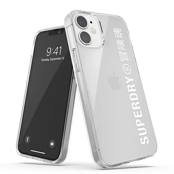 SuperDry Snap iPhone 12 mini Clear Case biały|white 42593