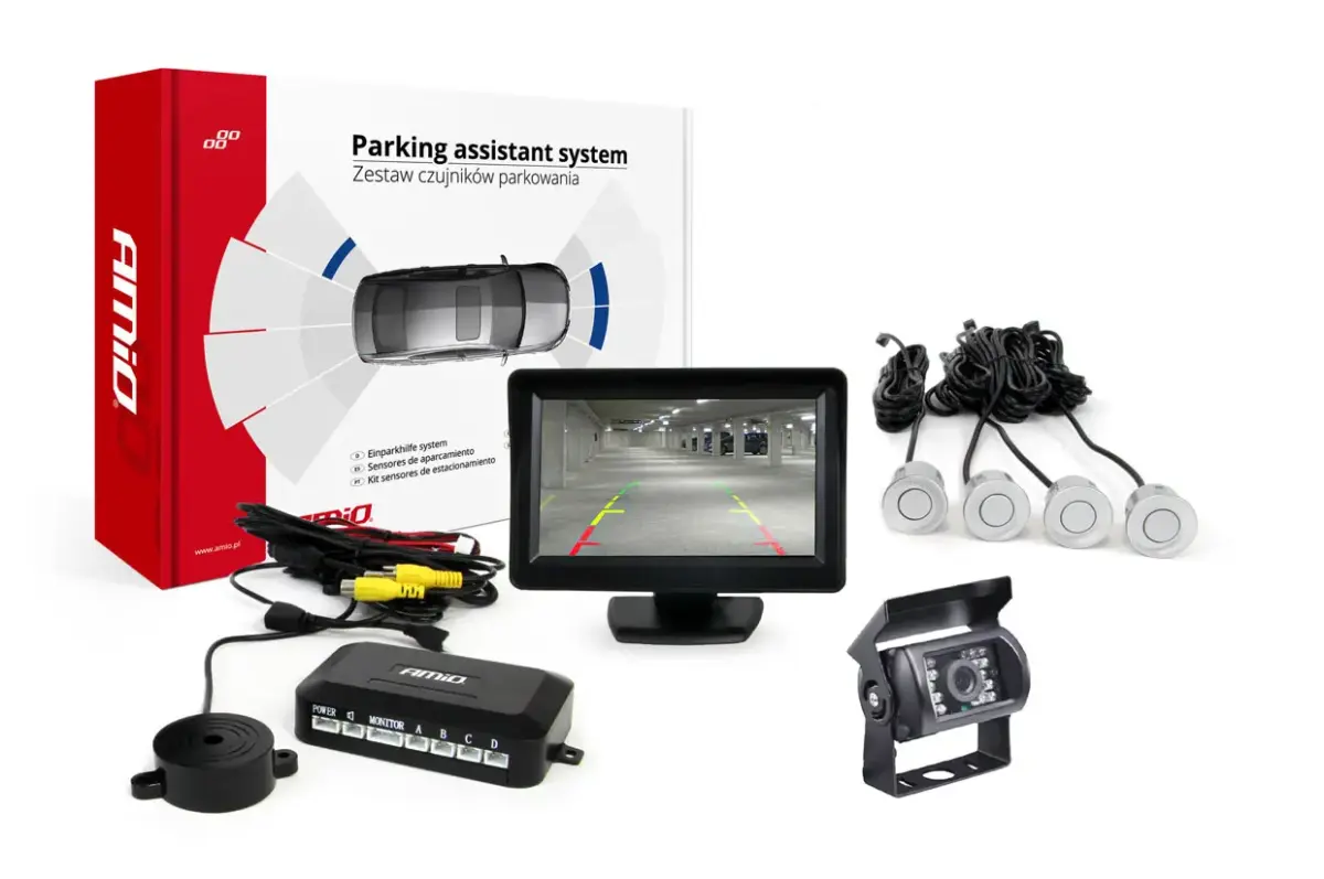 Parking assistant system TFT01 4,3" with HD-501-IR 4 sensors silver