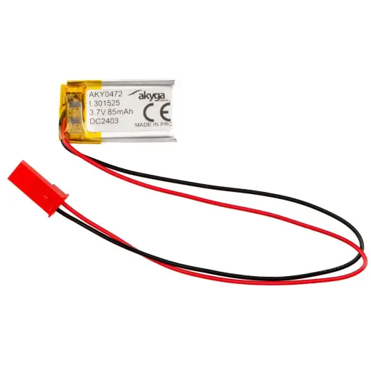 Lithium Polymer Battery Akyga AKY0472 LP301525 Li-Po 3.7V | 85mAh PCM JST 2.54 2-Pin Connector 150mm