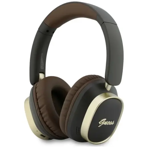 Headphones Guess Bluetooth ENC    Rectangle Metal Script brown