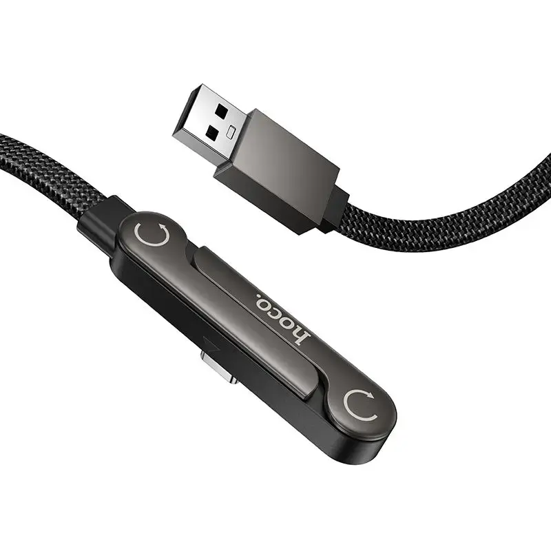 Cable with bracket USB A to USB C 3A Hoco 1,2 m U150 Exquisite black