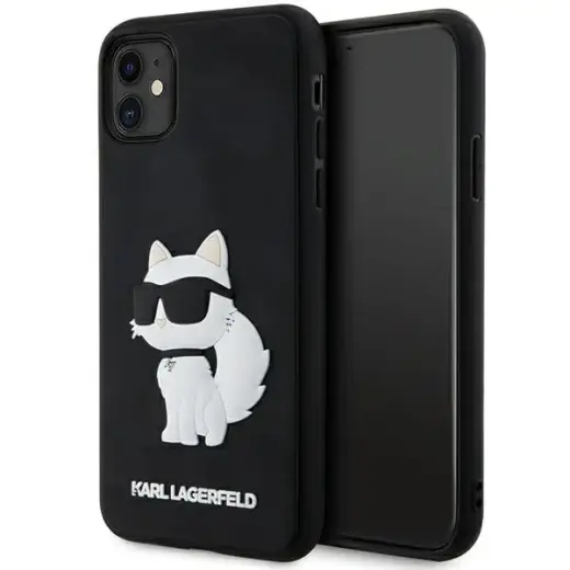 Original Pouch KARL LAGERFELD hardcase Rubber Choupette 3D KLHCN613DRKHNK for Iphone 11| Xr Black