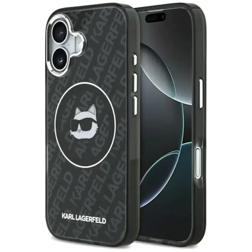Karl Lagerfeld IML Choupette Head Logo maciņš ar MagSafe atbalstu telefonam iPhone 17 melns