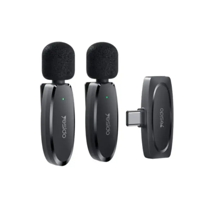 YESIDO KR13 MICROPHONE MEMS 2PCS WITH CLIP TYPE-C  WIRELESS 2,4GHz BLACK