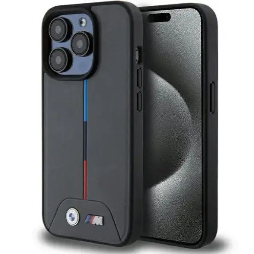 BMW BMHMP15L22PVTA iPhone 15 Pro 6.1" szary|grey hardcase M Quilted Tricolor MagSafe