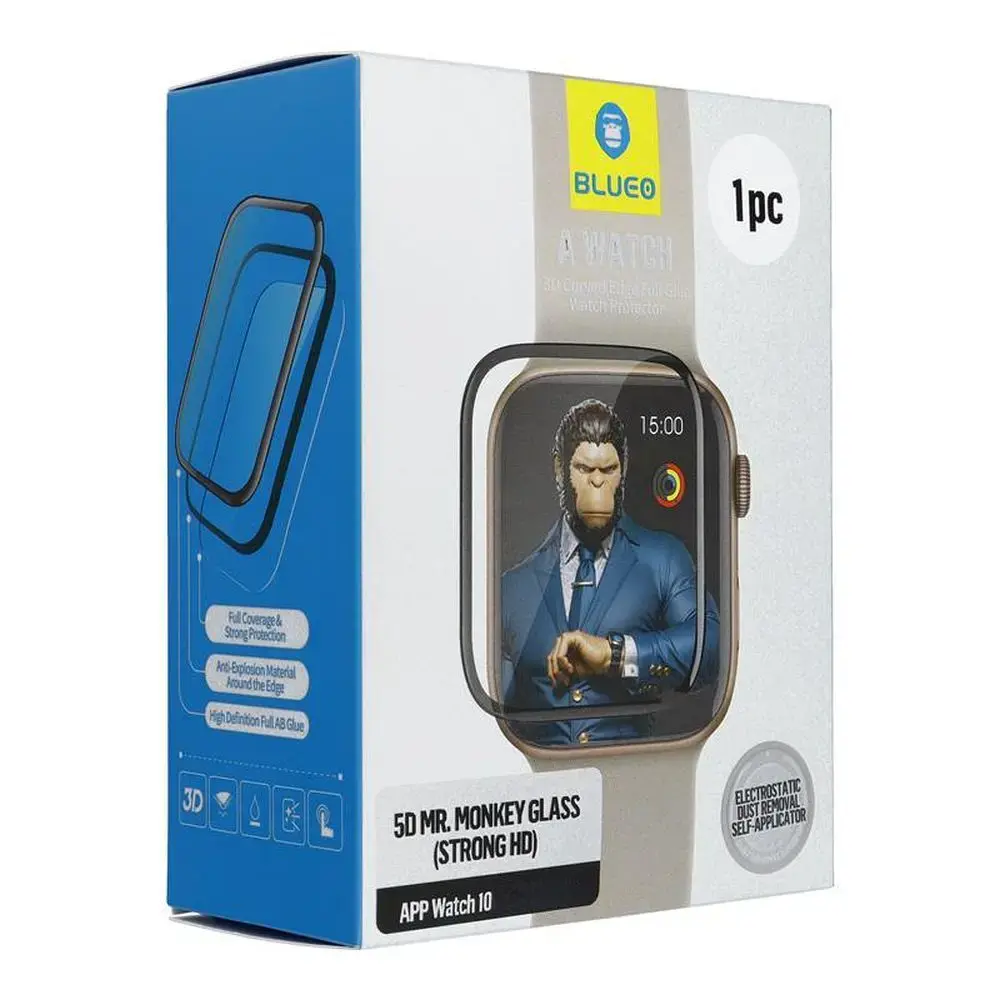 5D Mr. Monkey Glass - for Apple Watch 10/11 46MM black (Strong HD)