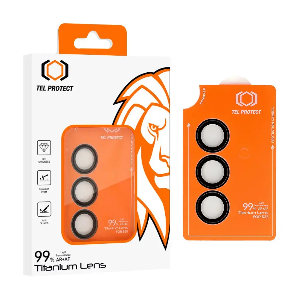 Tempered glass Tel Protect Titanium Lens 99% AR on camera for Samsung Galaxy S26 Plus black (lens 3 pcs)