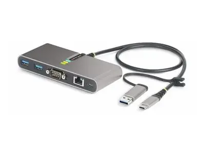 StarTech.com 2-Port USB-C|USB-A Hub with GbE and RS232 Serial, 2x USB-A - hub - 2 ports