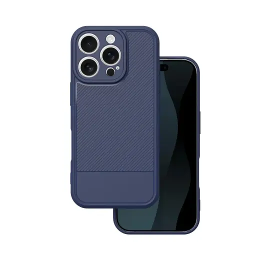 Simple Carbon phone case for iPhone 16 Pro blue