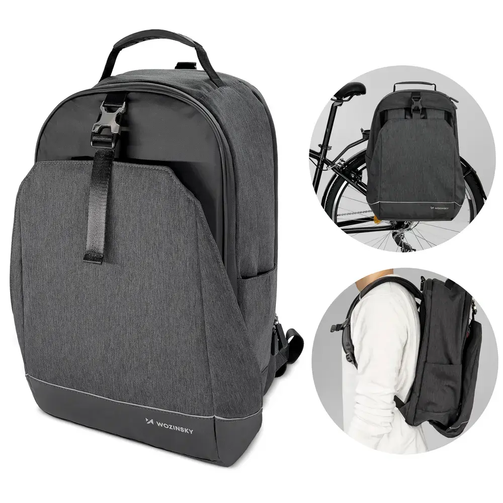 Wozinsky bicycle trunk bag, bicycle backpack with frame, 2-in-1, 40l, black (WBB33BK)