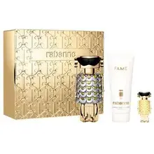 "Fame Gift Set EDP 80 ml, body lotion 100 ml, and EDP 4 ml."