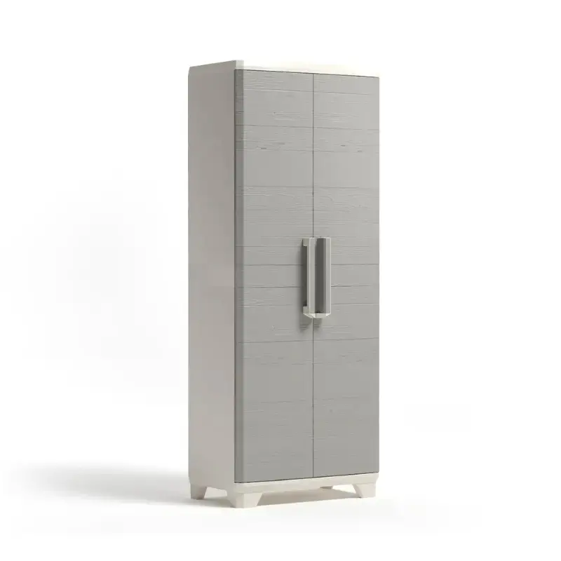 Skapis Linear Wood Tall Cabinet 68x39x173cm gaiši bēšs/gaiši pelēks