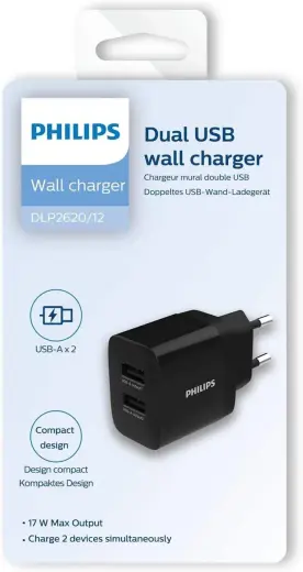 Philips DLP2620 travel charger | 17W | USB-A | black