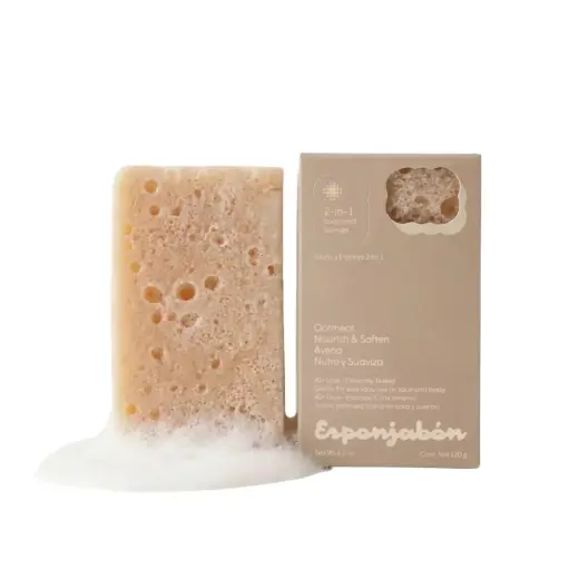 Esponjabon, Oatmeal, Nourishing & Softening, Soap & Sponge 2-In-1, For Face & Body, 120 g