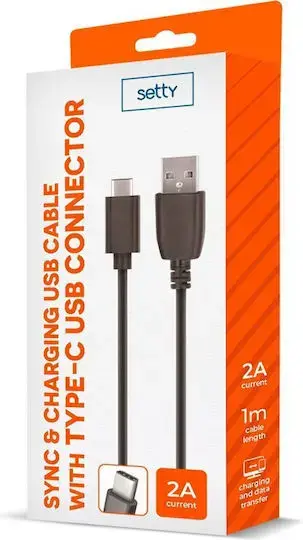 Setty kabelis | USB-A uz Micro USB | 10W | 1m | melns