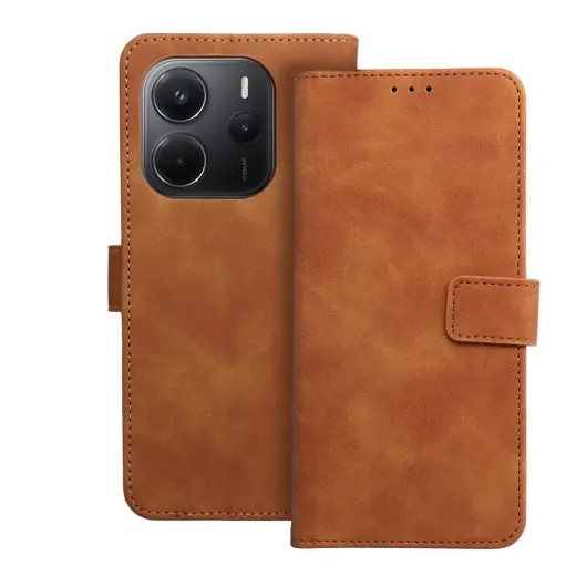 TENDER Book Case for XIAOMI Redmi Note 14 4G (GLOBAL - 164,84mm x 78,15mm x 8,16mm) brown