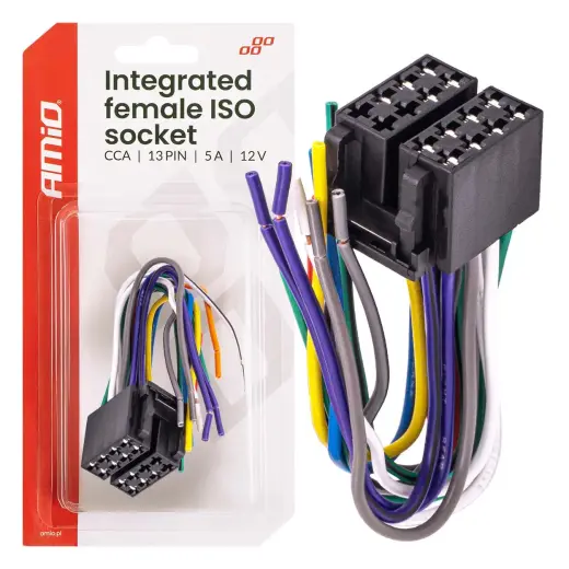 Integrated female ISO socket ISO CCA 13PIN 5A 12V AMIO-04441