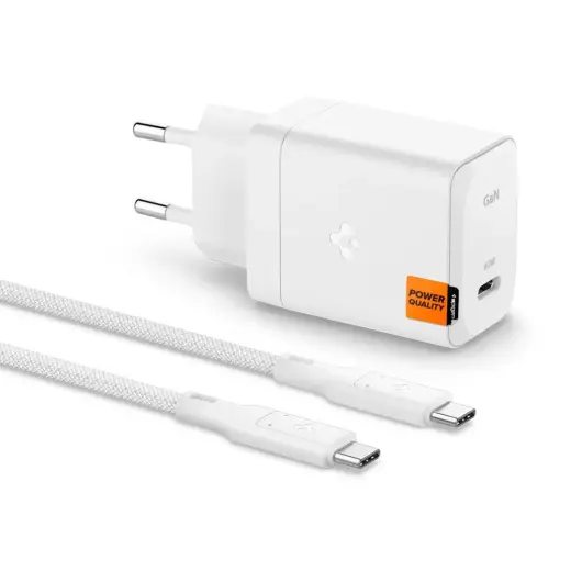 SPIGEN ARCSTATION PRO travel charger | 65W | GaN | USB-C | with USB-C to USB-C cable included | white