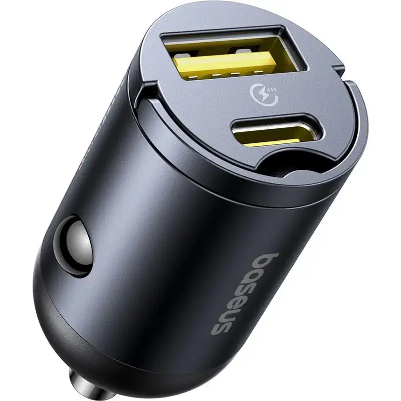 Baseus Tiny Star Mini (U+C) auto lādētājs | 30W | USB-A, USB-C | melns