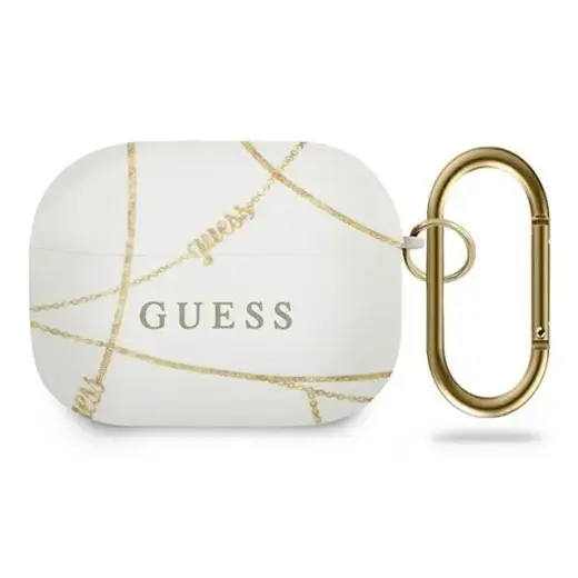 Guess GUACAPTPUCHWH AirPods Pro cover white Gold Chain Collection