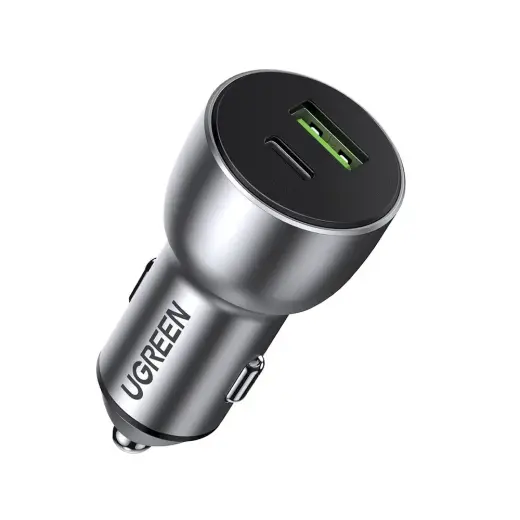 Ugreen CD213 60980 auto lādētājs | 36W | PD, QC | USB-A, USB-C | pelēks