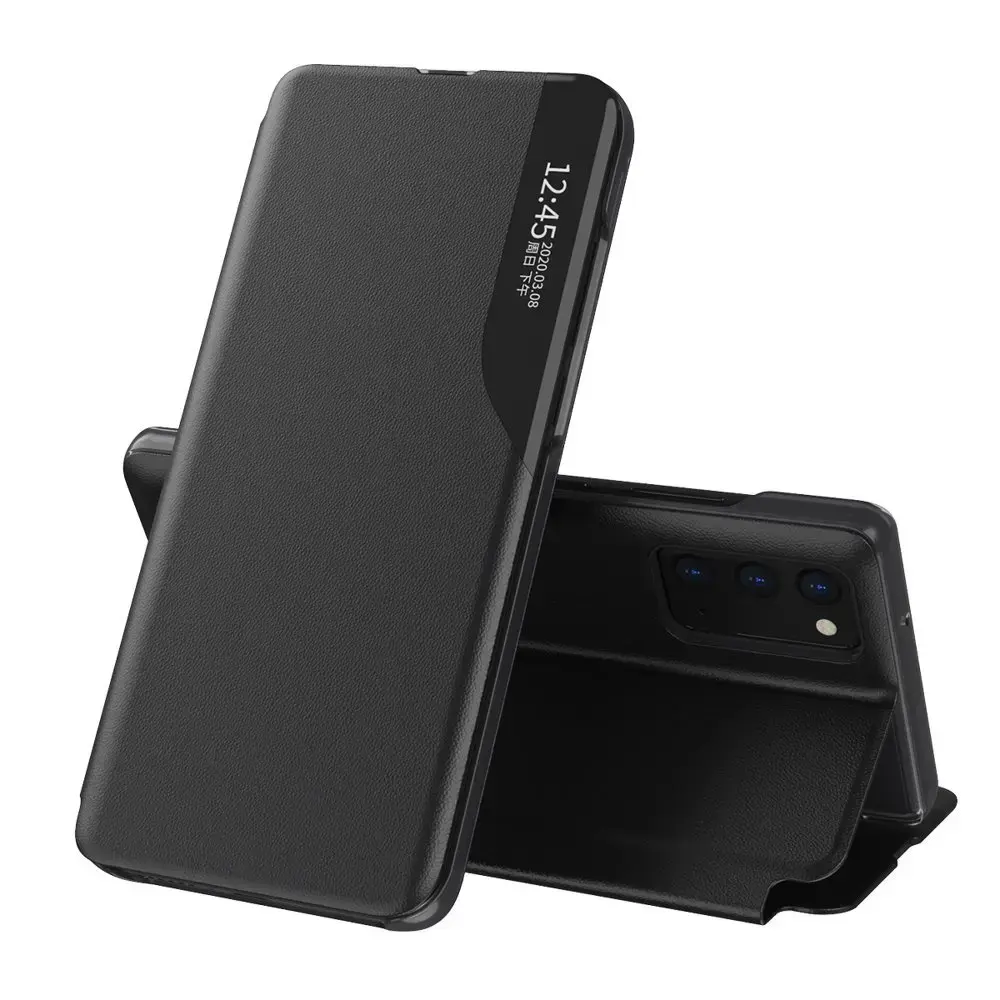 Eco Leather View Case elegant bookcase type case with kickstand for Samsung Galaxy A52s 5G / A52 5G / A52 4G black