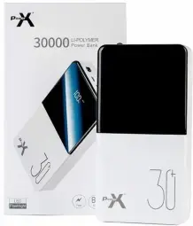 PowerX jaudas banka 30000mAh | LED gaisma | 10.5W | Displejs | balts