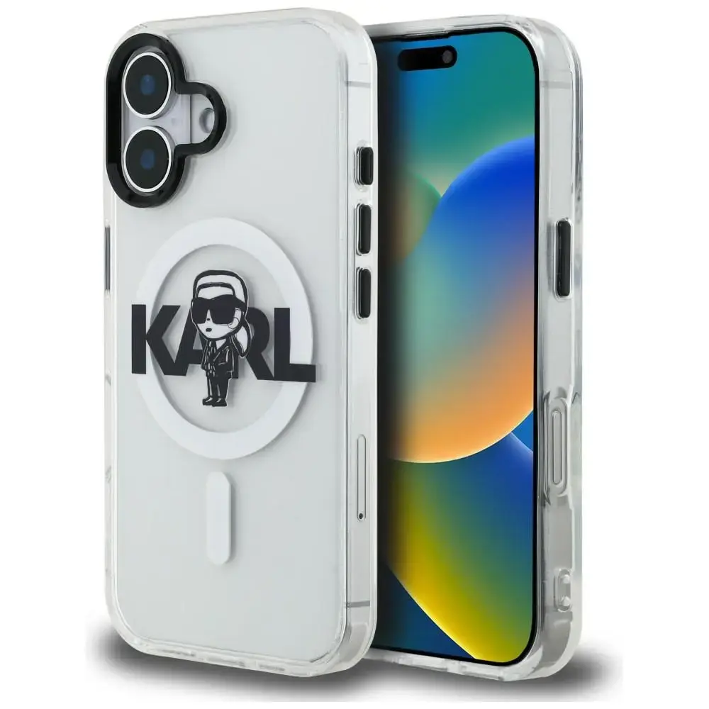 Karl Lagerfeld IML Karl Sketch Logo maciņš ar MagSafe atbalstu telefonam iPhone 16 caurspīdīgs