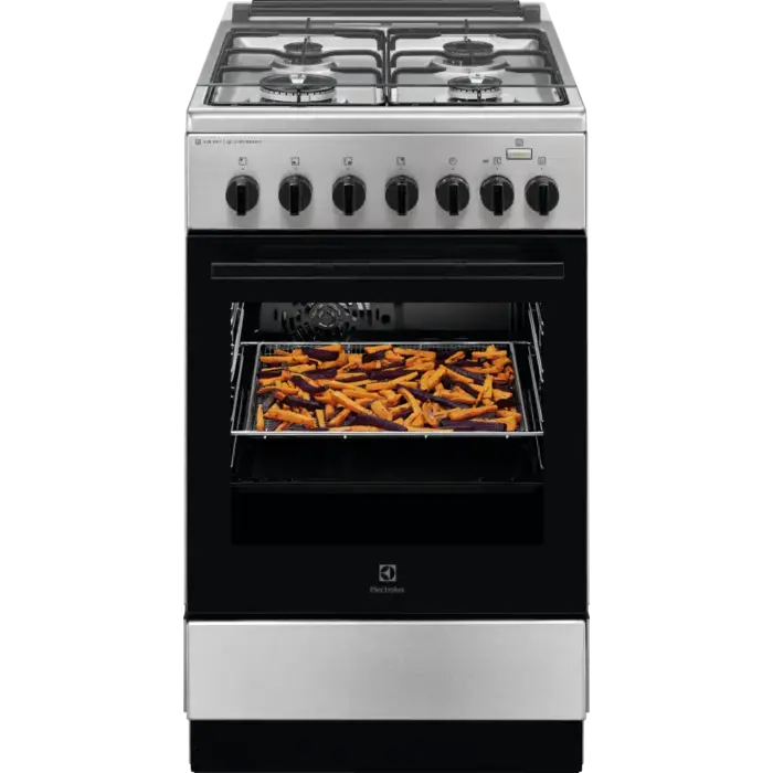 Electrolux 600.sērijas gāzes plīts ar elektrisko cepeškrāsni, melna, 50cm