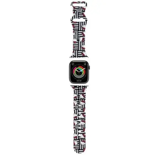 Hello Kitty Heads & Stripes nutikella rihm Apple Watch (38/40/41 mm) jaoks | silikoonist | must