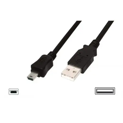 DIGITUS data transfer and charging cable | USB-A to Mini USB | 3m | black