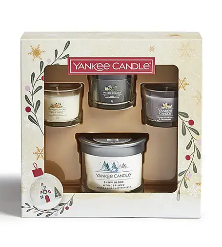 Yankee Candle Snow Globe Wonderland gift set tumbler small + votive candle in glass 3 x 37 g