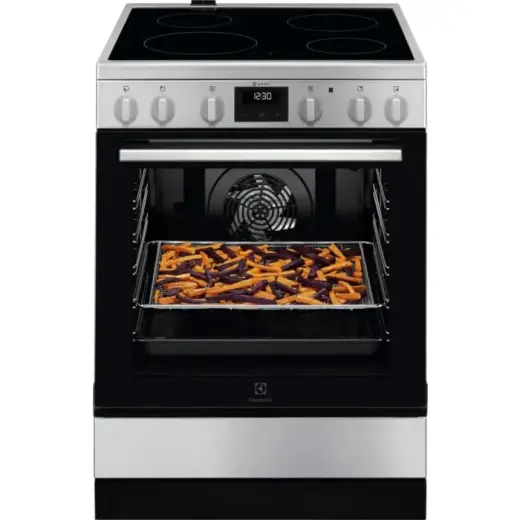 Electrolux elektriskā plīts ar elektrisko cepeškrāsni, 59.6cm, balta