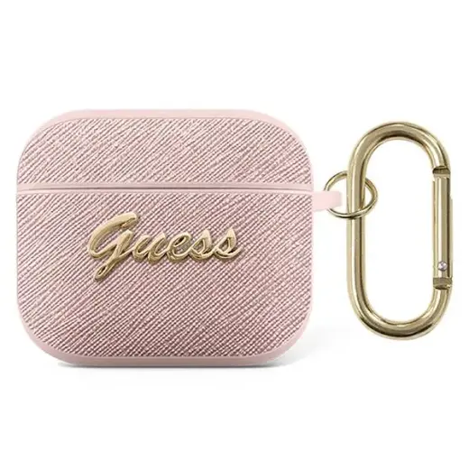 Guess GUA3SASMP AirPods 3 cover pink Saffiano Script Metal Collection