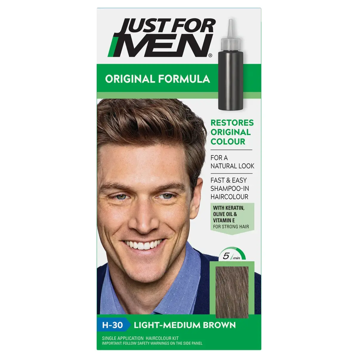Just for Men Original Formula Light-Medium Brown Hair Dye H-30