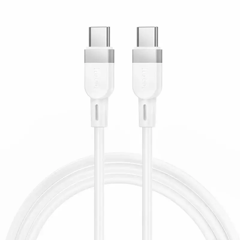Silicone Cable USB C to USB C Hoco 3A 60W 1 m X109 white