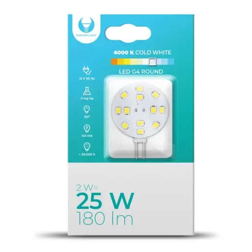 LED Bulb G4 Round 2W 12V 6000K 180lm Forever Light