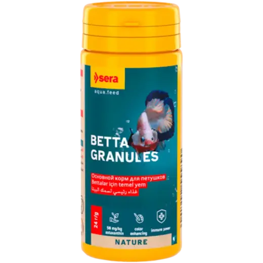 Peldoša, granulu barība gaiļiem - Sera Betta Granules 50 ml (24g)