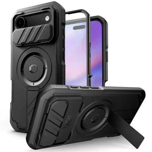 TECH-PROTECT Kevlar telefoniümbris MagSafe toe ja alusega Apple iPhone 17 Air jaoks, must