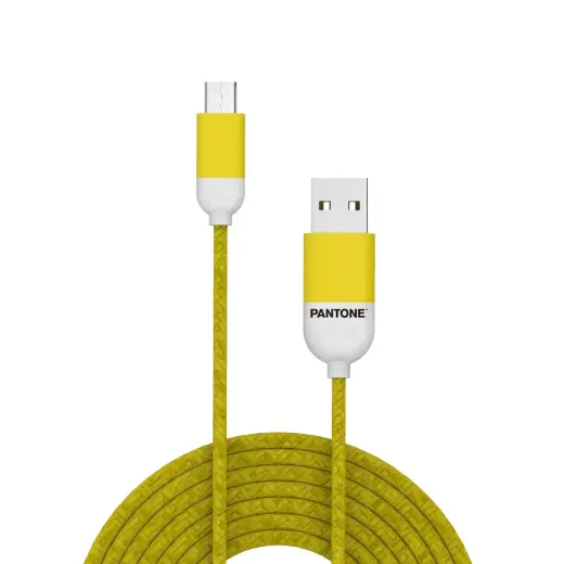 PANTONE PT-MC001-5 datu pārraides un uzlādes vads | USB-A uz Micro USB | 12W | 1.5m | dzeltens