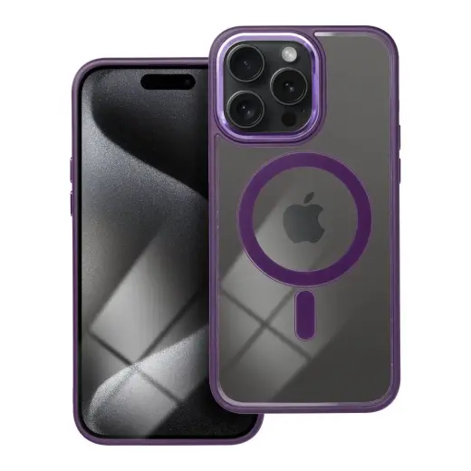 Color Edge Mag telefono dėklas su MagSafe palaikymu iPhone 15 Pro Max violetinis