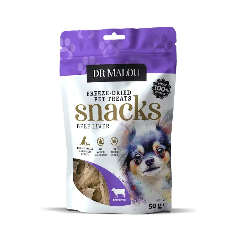 Gardums suņiem - DR Malou, Dog treats 100% freeze-dried beef liver 50g