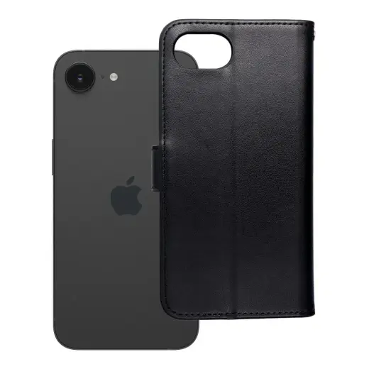 MEZZO teddy bear knyginio tipo telefono dėklas iPhone 16e juodas (pliušinis meškiukas)
