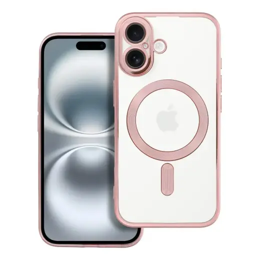 Electro Mag telefono dėklas su MagSafe palaikymu iPhone 16 rožinis