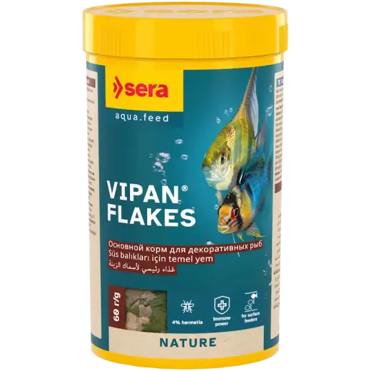 Pārslveidīga barība dekoratīvajām zivīm - Sera Vipan Flakes 250ml (60g)
